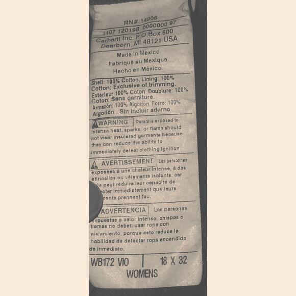 Carhartt Flannel Lined Denim Jeans WB172 Womens Sz 18 Original Fit Straight Leg - Picture 10 of 10